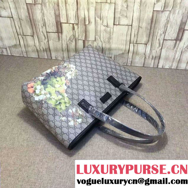 Gucci GG Supreme Canvas Tote Bag 211137 Green Blooms Print 2016