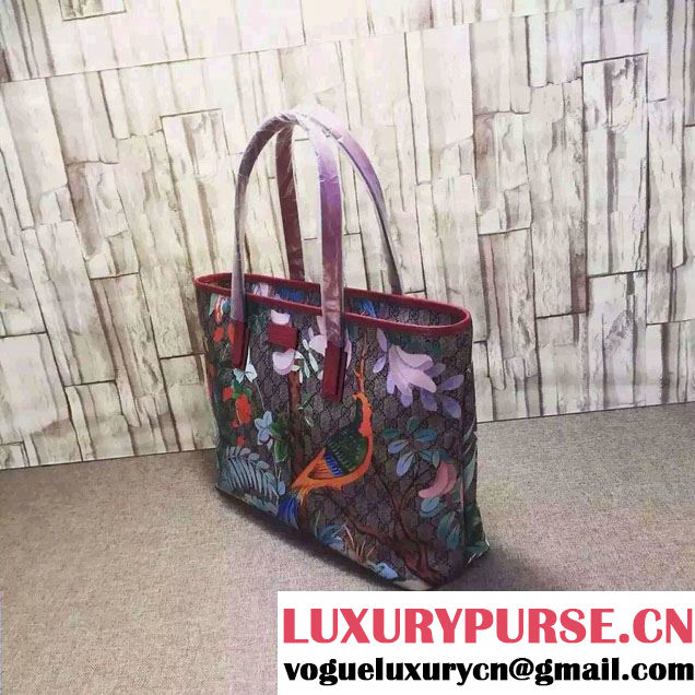 Gucci GG Supreme Canvas Tote Bag 211137 Tian Red 2016