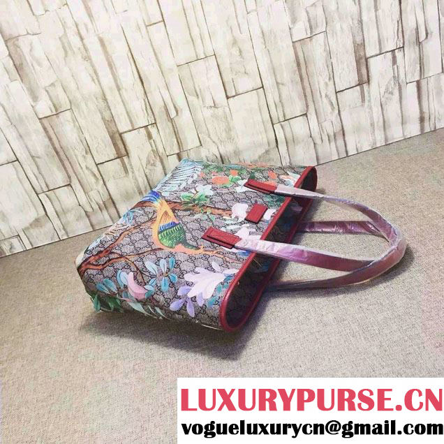 Gucci GG Supreme Canvas Tote Bag 211137 Tian Red 2016