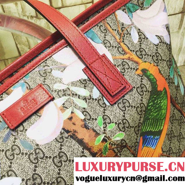 Gucci GG Supreme Canvas Tote Bag 211137 Tian Red 2016
