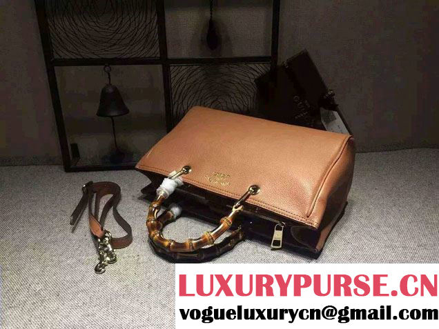 Gucci Large Bamboo Shopper Leather Tote Bag 323658 Khaki