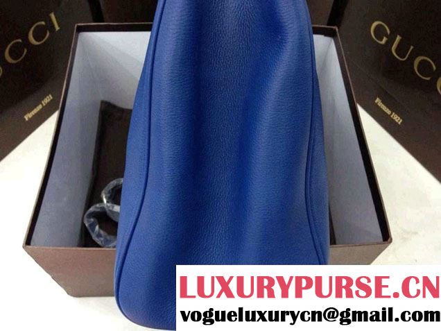 Gucci Large Bamboo Shopper Leather Tote Bag 323658 Blue