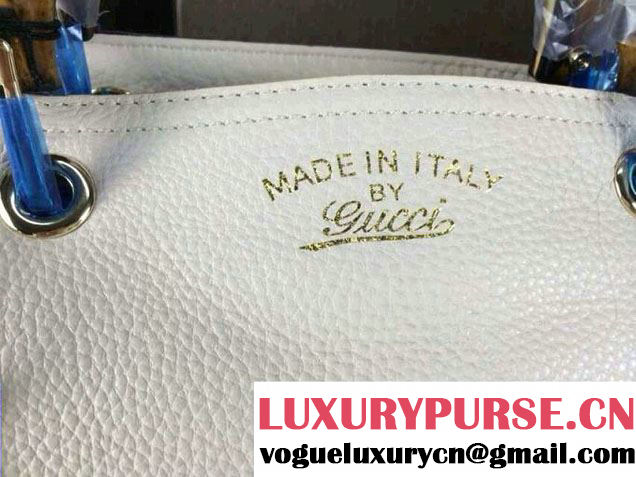 Gucci Large Bamboo Shopper Leather Tote Bag 323658 White