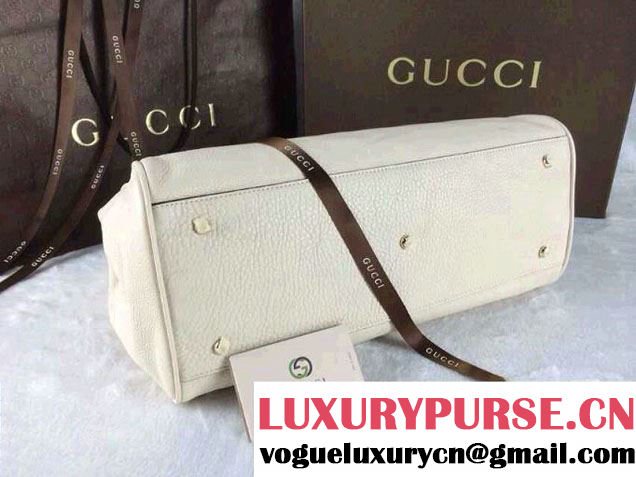 Gucci Large Bamboo Shopper Leather Tote Bag 323658 White