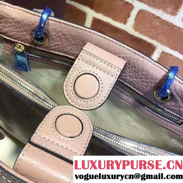 Gucci Large Bamboo Shopper Leather Tote Bag 323658 Nude Pink