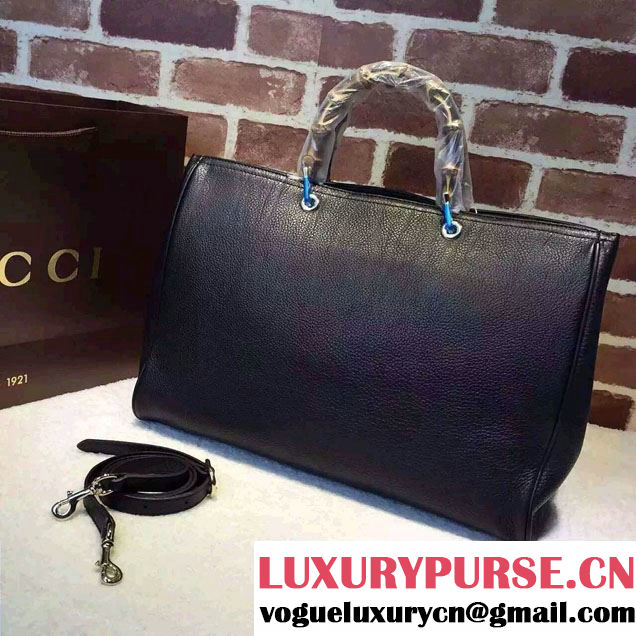 Gucci Large Bamboo Shopper Leather Tote Bag 323658 Black