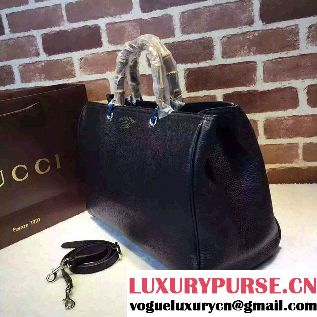 Gucci Large Bamboo Shopper Leather Tote Bag 323658 Black