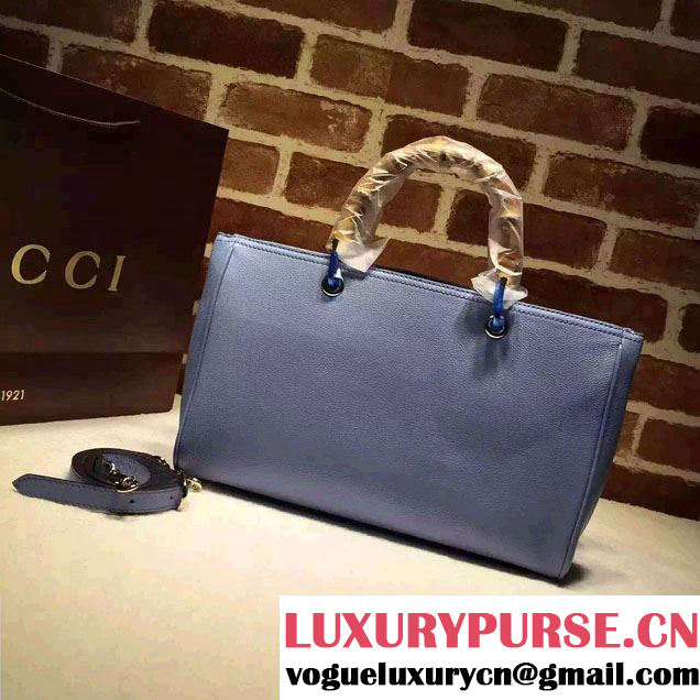 Gucci Medium Bamboo Shopper Leather Tote Bag 323660 Sky Blue