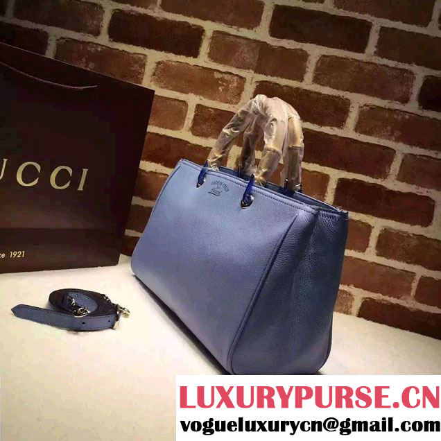 Gucci Medium Bamboo Shopper Leather Tote Bag 323660 Sky Blue