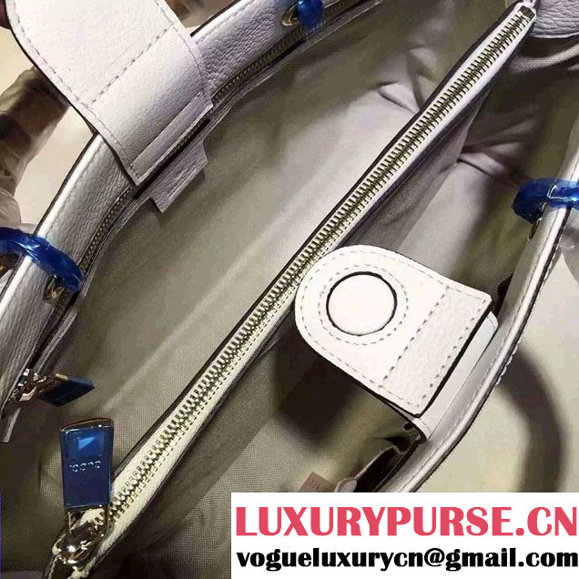 Gucci Medium Bamboo Shopper Leather Tote Bag 323660 White