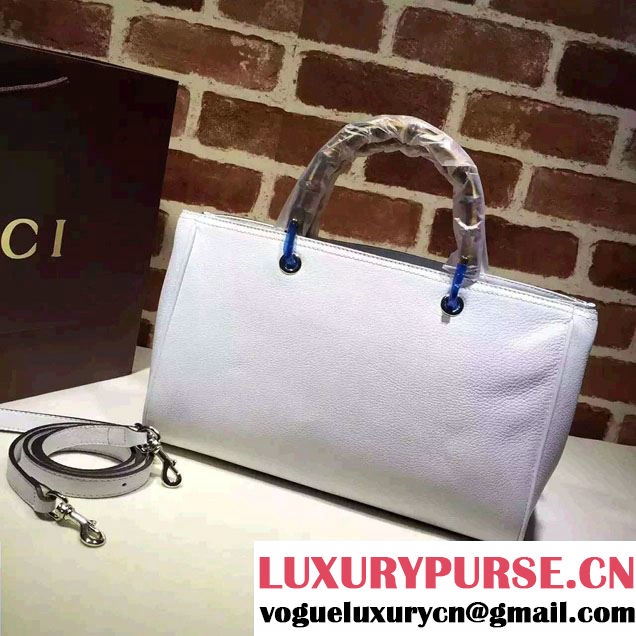 Gucci Medium Bamboo Shopper Leather Tote Bag 323660 White
