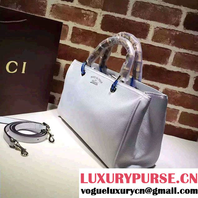 Gucci Medium Bamboo Shopper Leather Tote Bag 323660 White