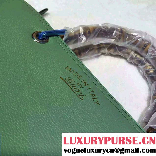 Gucci Medium Bamboo Shopper Leather Tote Bag 323660 Green