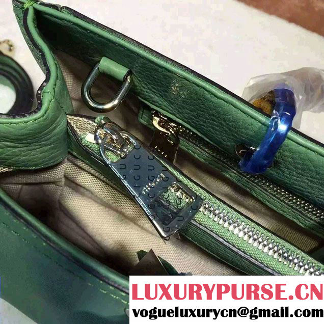 Gucci Medium Bamboo Shopper Leather Tote Bag 323660 Green