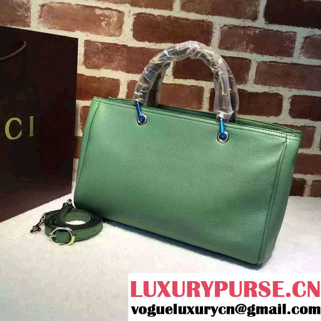 Gucci Medium Bamboo Shopper Leather Tote Bag 323660 Green
