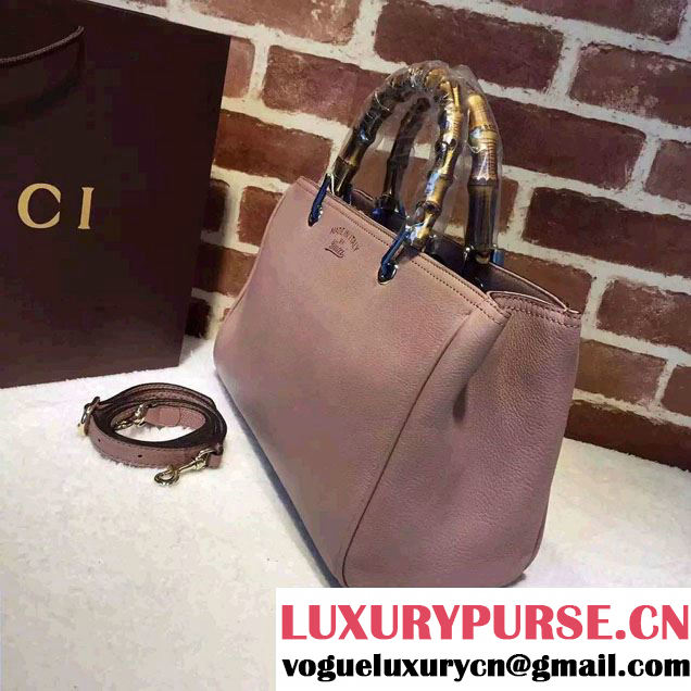 Gucci Medium Bamboo Shopper Leather Tote Bag 323660 Nude Pink