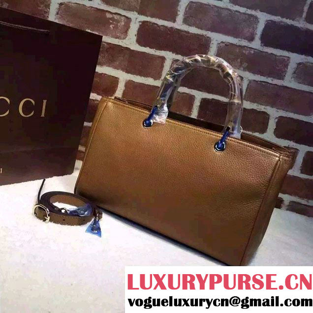 Gucci Medium Bamboo Shopper Leather Tote Bag 323660 Brown