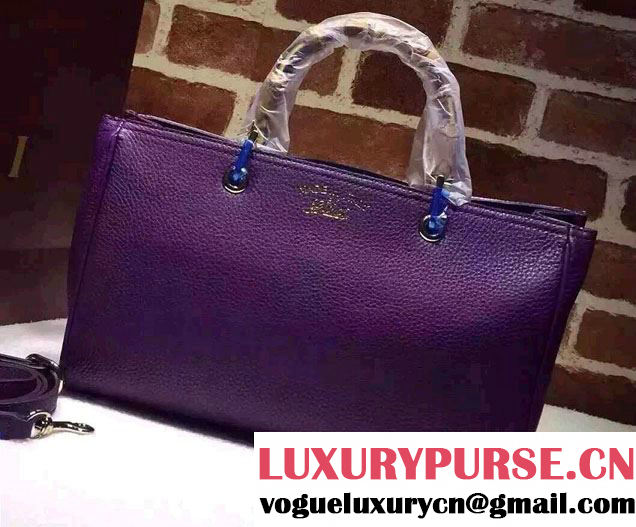 Gucci Medium Bamboo Shopper Leather Tote Bag 323660 Dark Purple