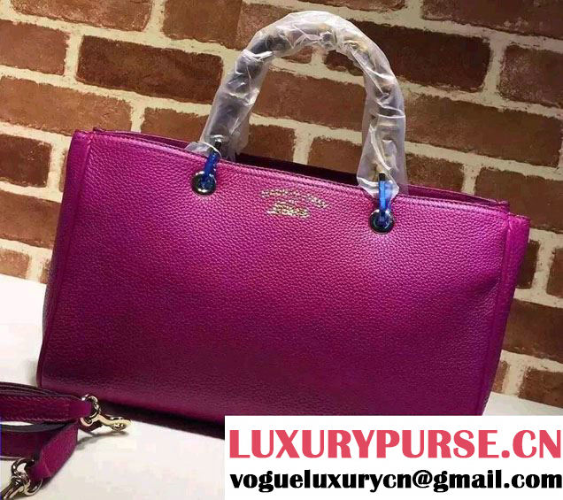 Gucci Medium Bamboo Shopper Leather Tote Bag 323660 Purple