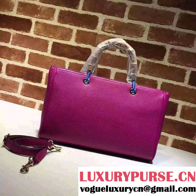 Gucci Medium Bamboo Shopper Leather Tote Bag 323660 Purple