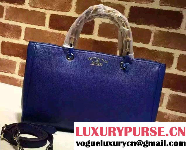 Gucci Medium Bamboo Shopper Leather Tote Bag 323660 Blue