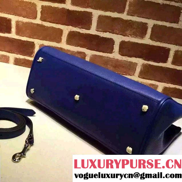 Gucci Medium Bamboo Shopper Leather Tote Bag 323660 Blue
