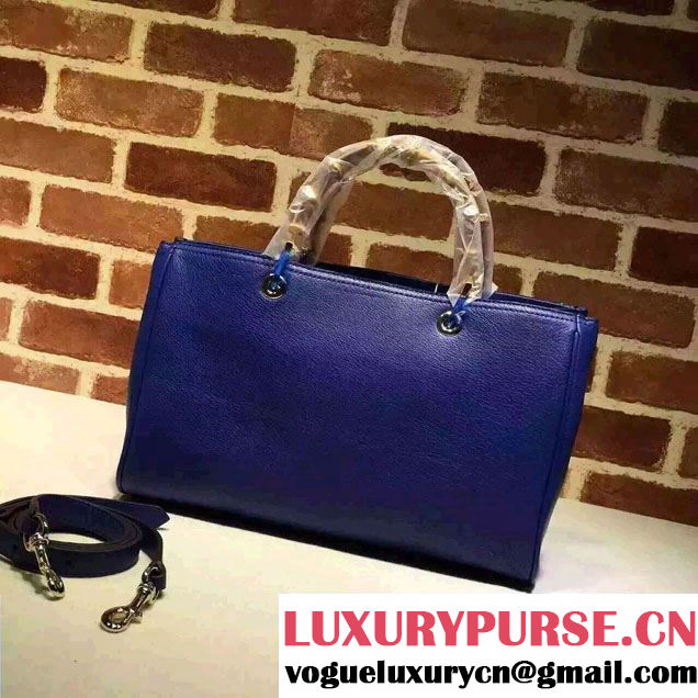 Gucci Medium Bamboo Shopper Leather Tote Bag 323660 Blue