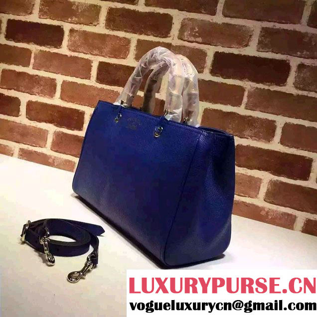 Gucci Medium Bamboo Shopper Leather Tote Bag 323660 Blue