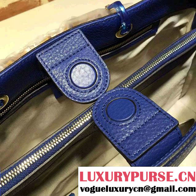 Gucci Medium Bamboo Shopper Leather Tote Bag 323660 Blue