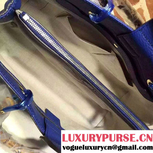 Gucci Medium Bamboo Shopper Leather Tote Bag 323660 Blue