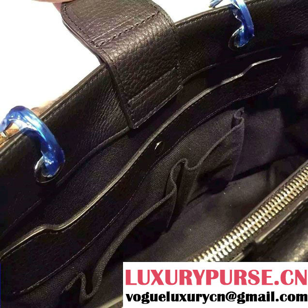 Gucci Medium Bamboo Shopper Leather Tote Bag 323660 Black