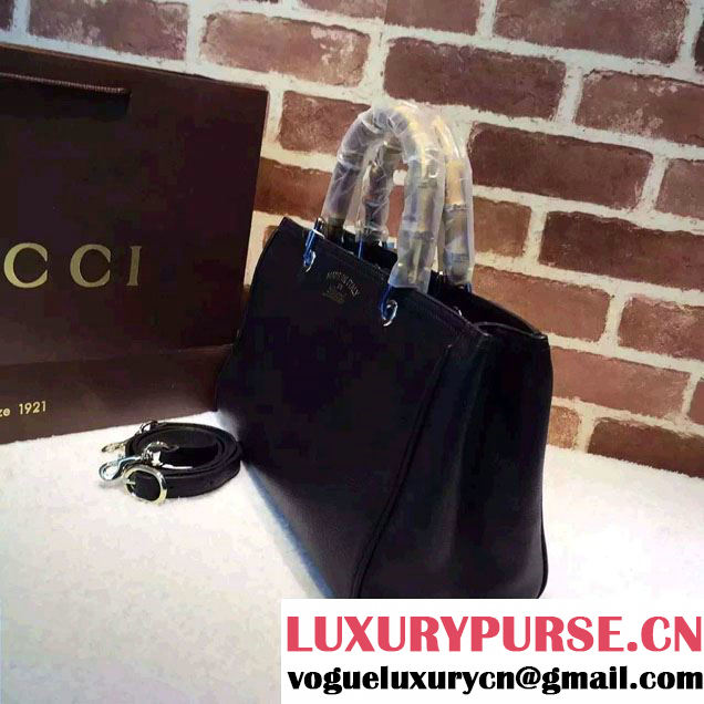 Gucci Medium Bamboo Shopper Leather Tote Bag 323660 Black