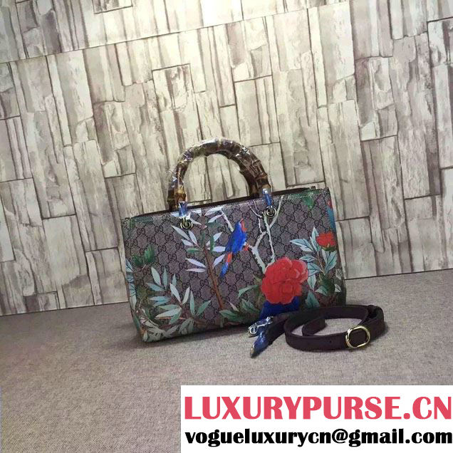 Gucci Medium Bamboo Shopper GG Supreme Canvas Tote Bag 323660 Tian