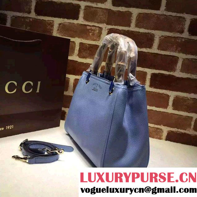 Gucci Small Bamboo Shopper Leather Tote Bag 336032 Sky Blue