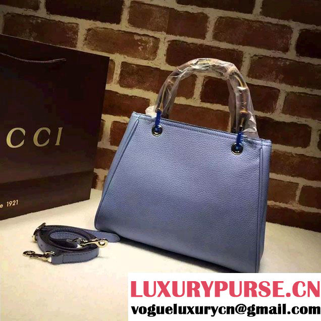 Gucci Small Bamboo Shopper Leather Tote Bag 336032 Sky Blue