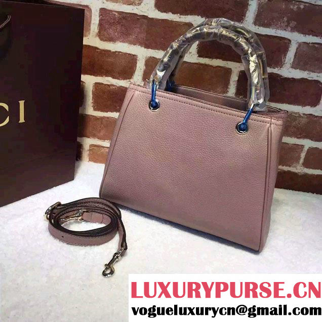 Gucci Small Bamboo Shopper Leather Tote Bag 336032 Nude Pink