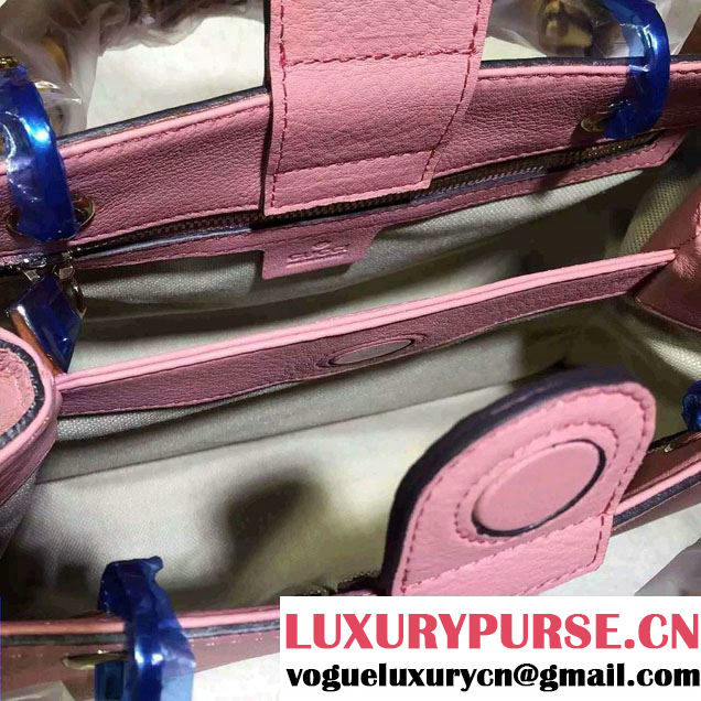 Gucci Small Bamboo Shopper Leather Tote Bag 336032 Pink