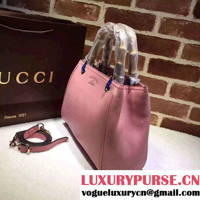 Gucci Small Bamboo Shopper Leather Tote Bag 336032 Pink