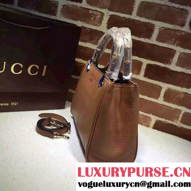 Gucci Small Bamboo Shopper Leather Tote Bag 336032 Brown