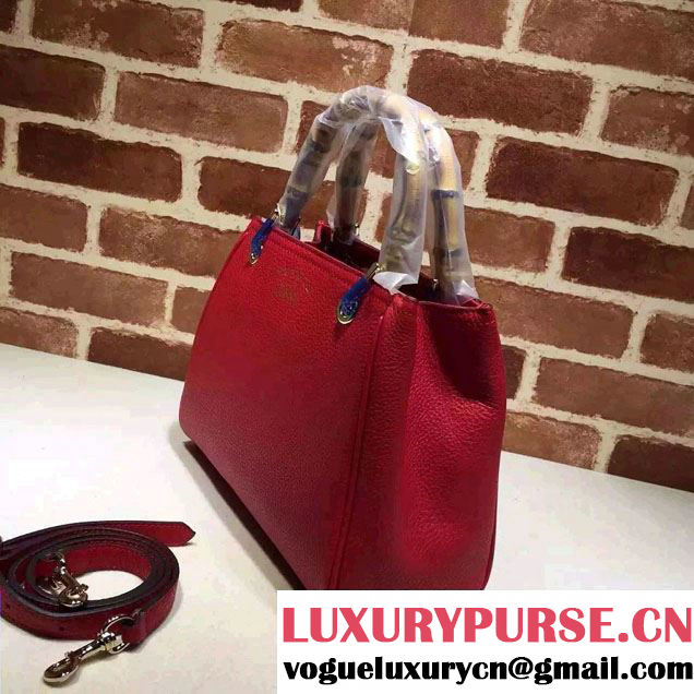 Gucci Small Bamboo Shopper Leather Tote Bag 336032 Red