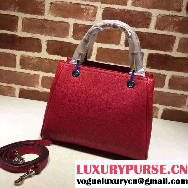 Gucci Small Bamboo Shopper Leather Tote Bag 336032 Red