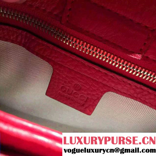 Gucci Small Bamboo Shopper Leather Tote Bag 336032 Red