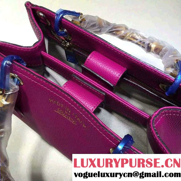 Gucci Small Bamboo Shopper Leather Tote Bag 336032 Purple