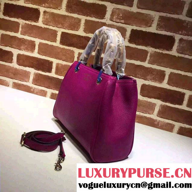 Gucci Small Bamboo Shopper Leather Tote Bag 336032 Purple