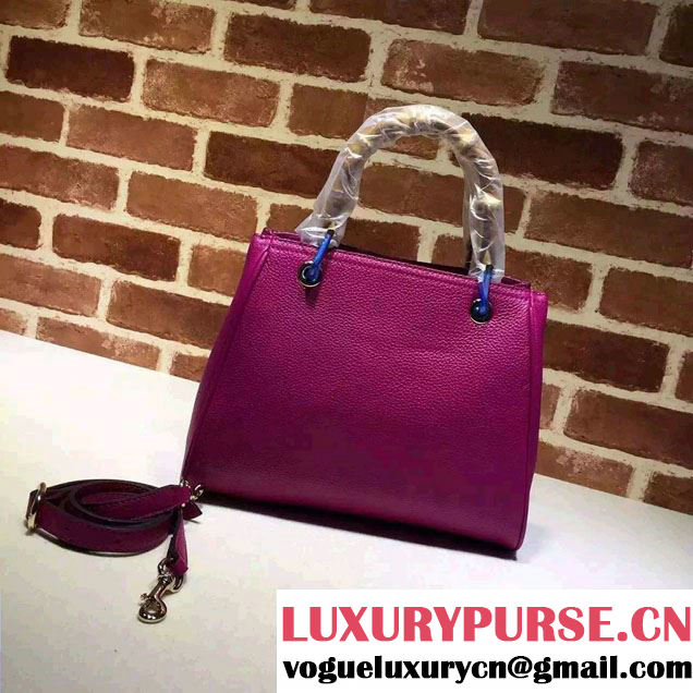 Gucci Small Bamboo Shopper Leather Tote Bag 336032 Purple