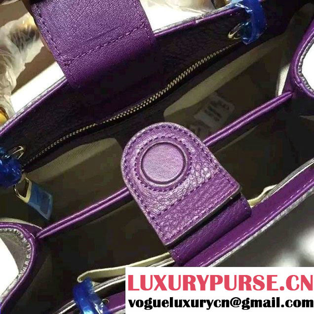 Gucci Small Bamboo Shopper Leather Tote Bag 336032 Dark Purple