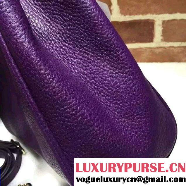 Gucci Small Bamboo Shopper Leather Tote Bag 336032 Dark Purple