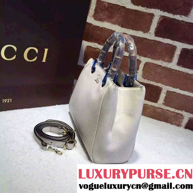 Gucci Small Bamboo Shopper Leather Tote Bag 336032 White