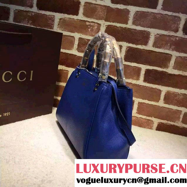 Gucci Small Bamboo Shopper Leather Tote Bag 336032 Blue