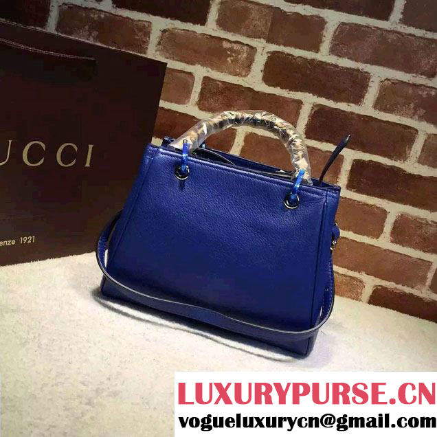 Gucci Small Bamboo Shopper Leather Tote Bag 336032 Blue